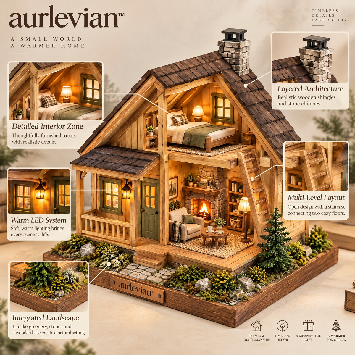 aurlevian™ Dreamy Forest Cabin Miniature House Kit