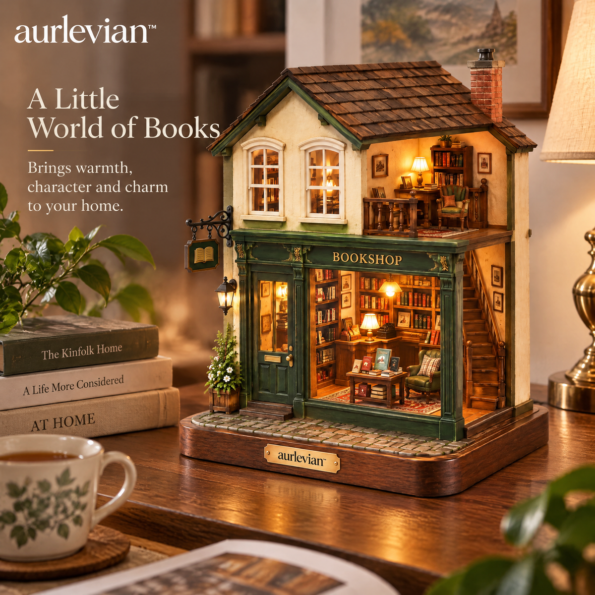 aurlevian™ Vintage Bookshop Miniature House Kit