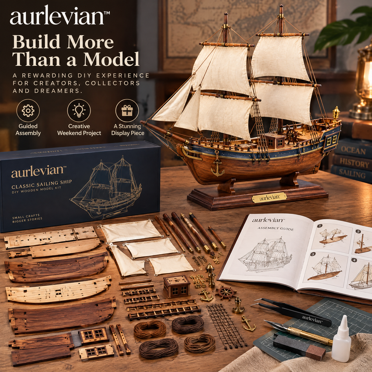 aurlevian™ Explorer’s Ship Wooden Model Kit