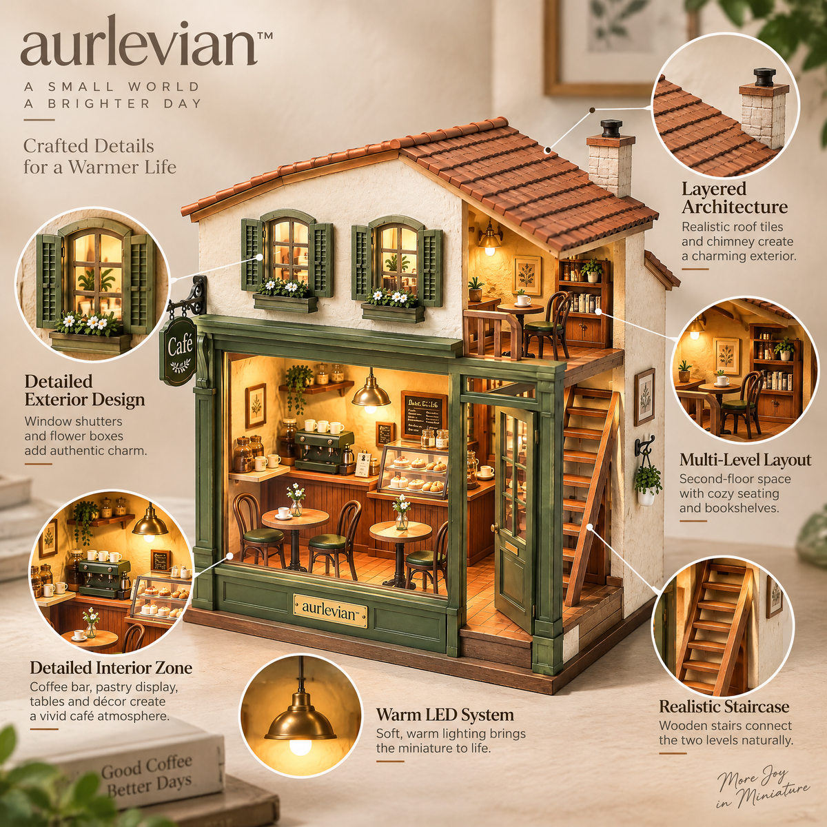 aurlevian™ Artisan Café Miniature House Kit