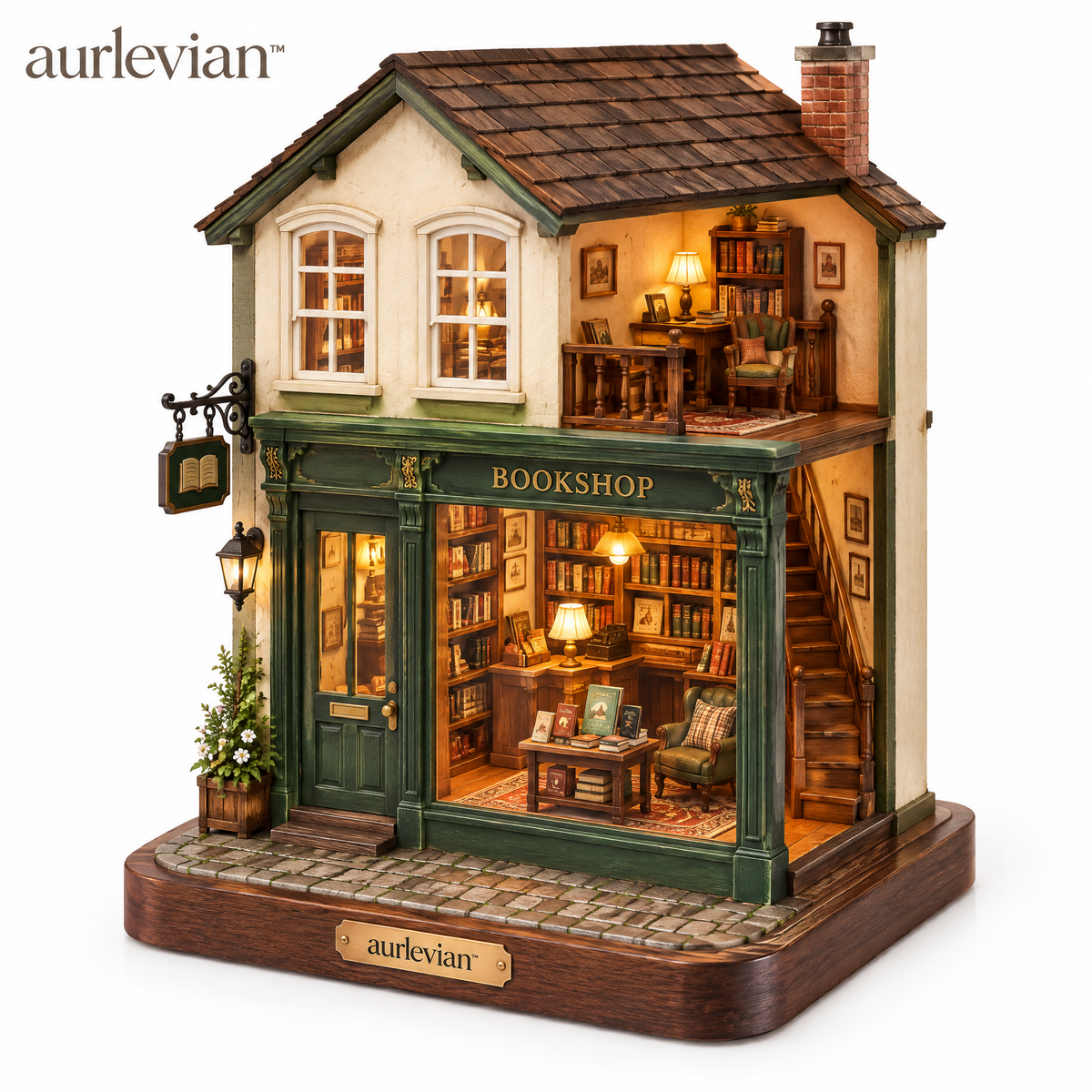 aurlevian™ Vintage Bookshop Miniature House Kit