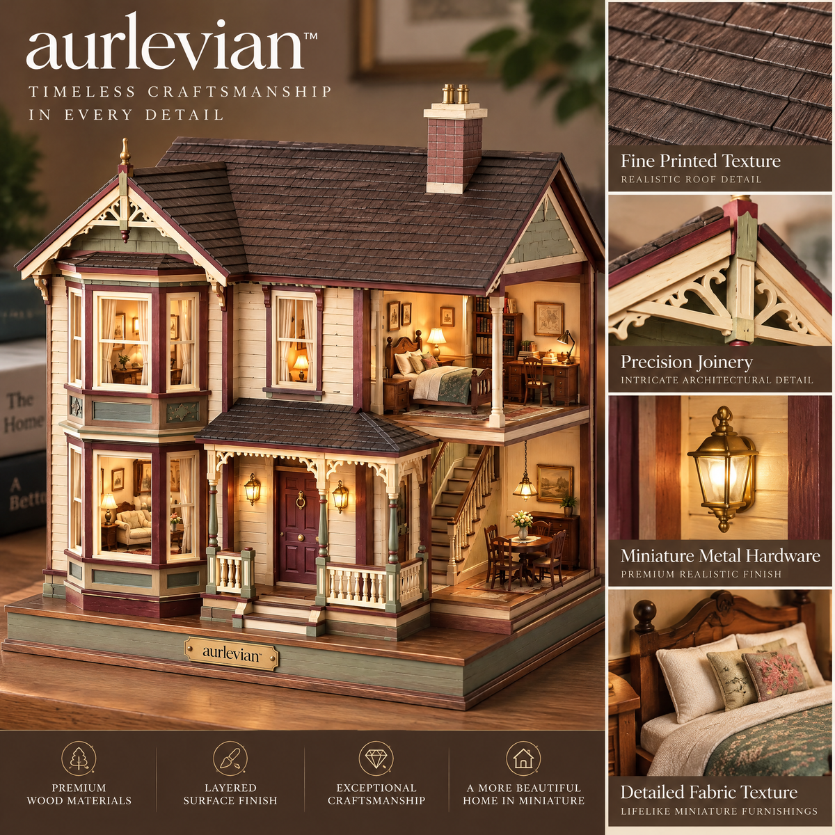 aurlevian™ Victorian Mansion Wooden Model Kit